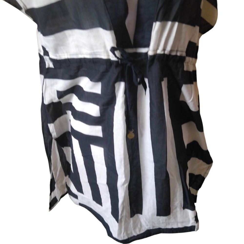 Kate Spade Dive Right In Striped Short Sleeve Cover Up Lightweight M/L?? READ - Picture 3 of 7